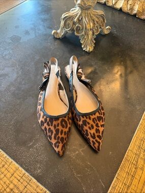 a new day Leopard Print Pointed Slingback Flats - Brown/Black